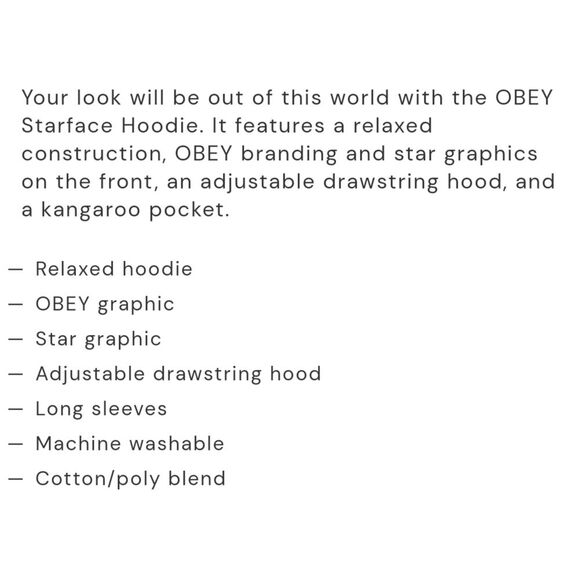 NWT|OBEY Starface White Pullover Drawstring Hoodie, XS - Picture 3 of 9